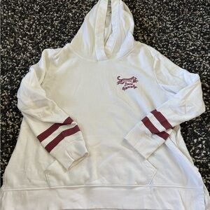 Old Navy White Hoodie with Maroon Stripes